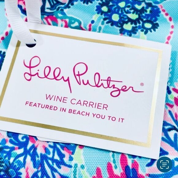 NWT Lilly Pulitzer Blue Insulated Wine Carrier Cooler Canvas Beach you To It main image 4